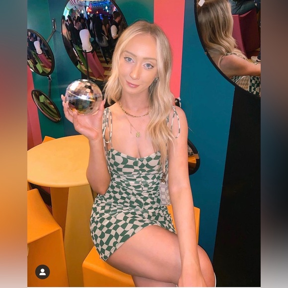 Printed Mesh Ruched Mini Dress - Picture 2 of 3